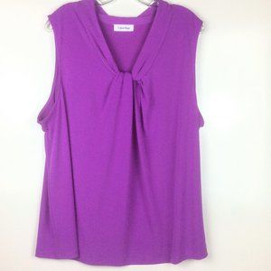 Calvin Klein Purple Sleeveless Knot Neck Blouse Size XL